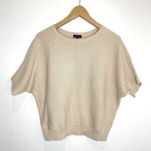 Quince Lightweight Cotton Cashmere Link Stitch Dolman Sweater Small Oatmeal